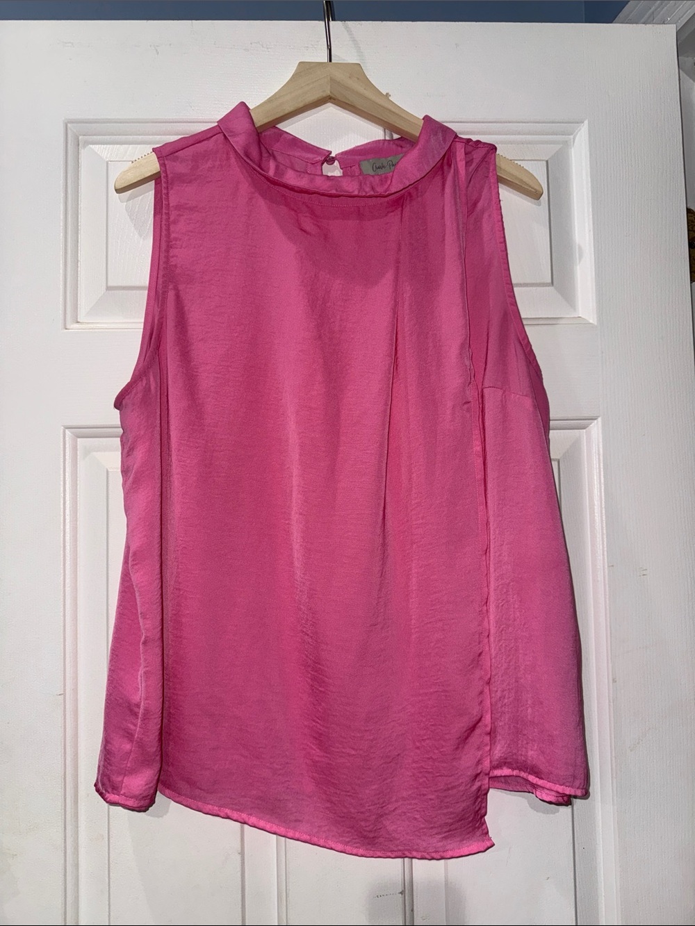 Charlie Paige Hot Pink Sleeveless Satin Shell Top